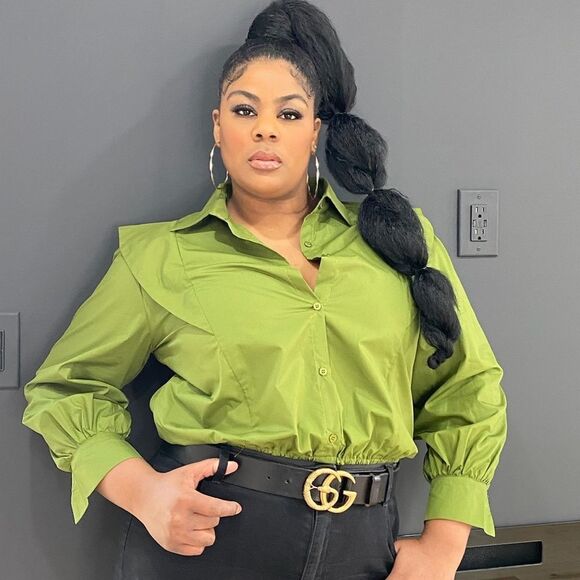 Solid Button Front Elastic Waist Blouse - Picture 2 of 4